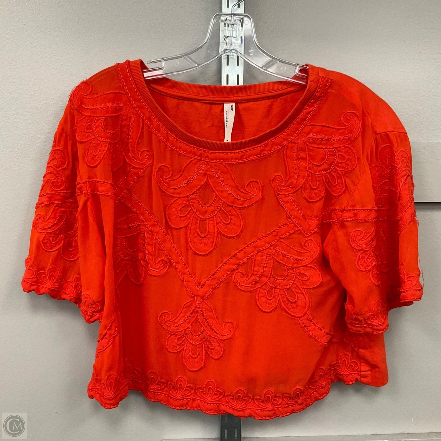 Top Short Sleeve By Anthropologie In Orange, Size: S