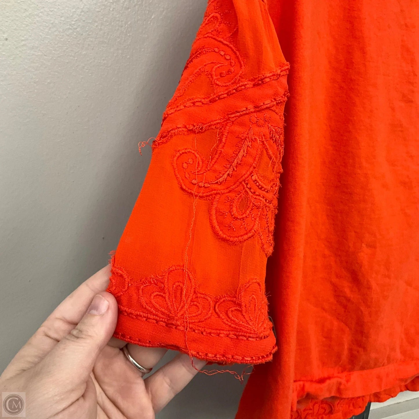 Top Short Sleeve By Anthropologie In Orange, Size: S