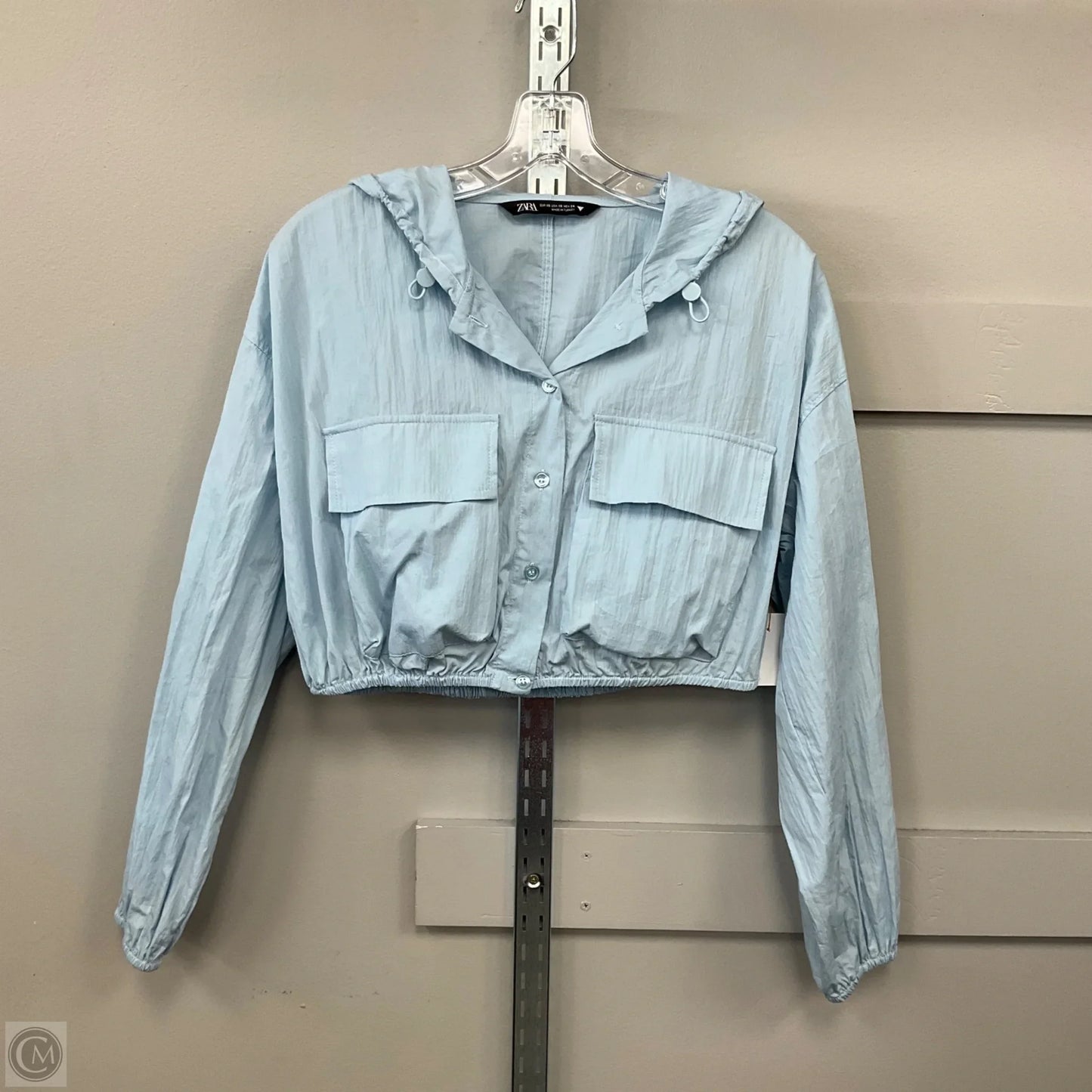 Jacket Windbreaker By Zara In Blue, Size: Xs