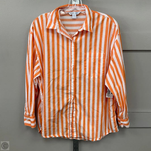 Top Long Sleeve By Old Navy In Orange & White, Size: S
