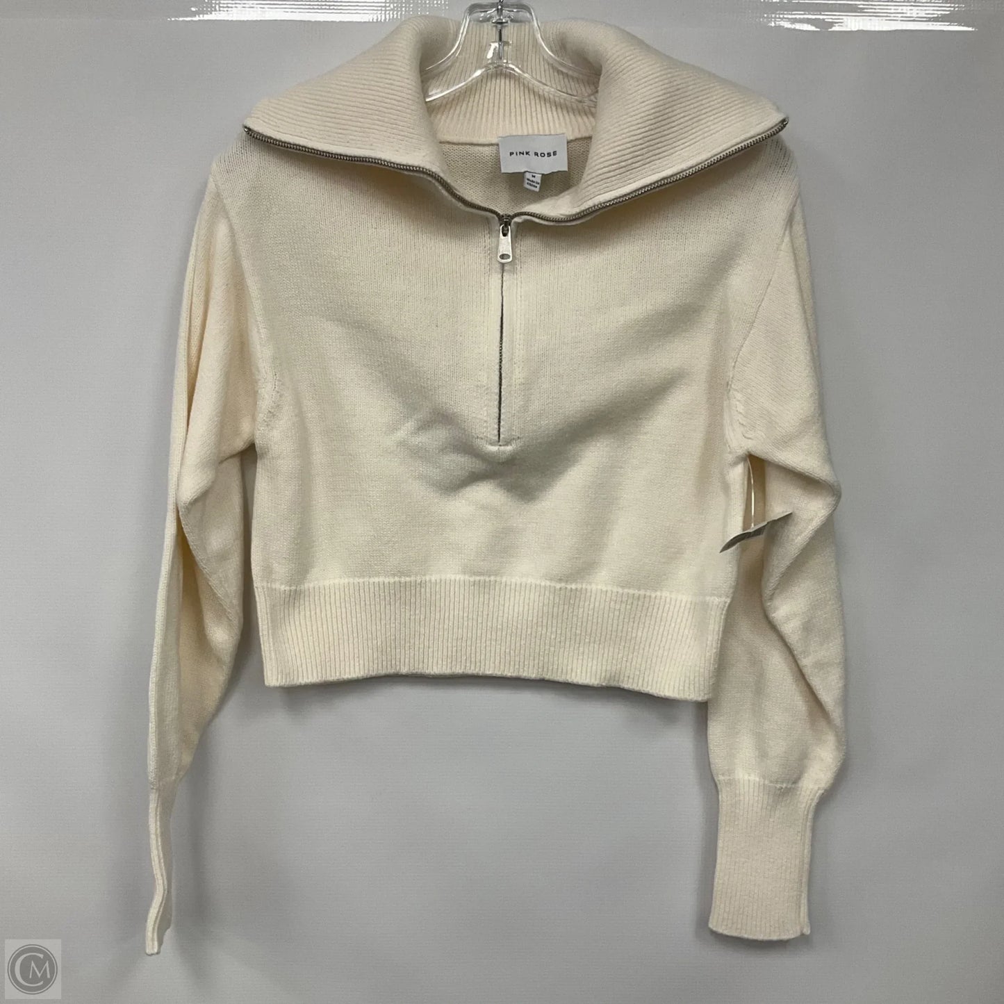Top Long Sleeve By Pink Rose In White, Size: M