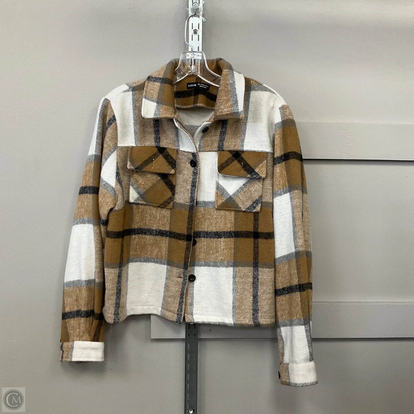 Jacket Faux Fur & Sherpa By Shein In Plaid, Size: L