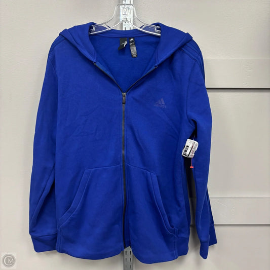Athletic Jacket By Adidas In Blue, Size: L