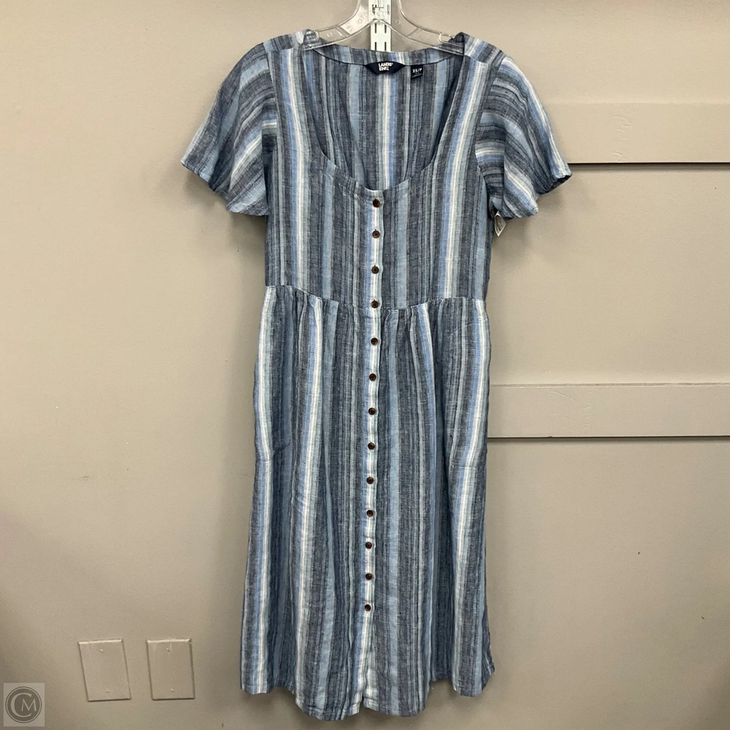 Dress Casual Midi By Lands End In Blue, Size: Xs