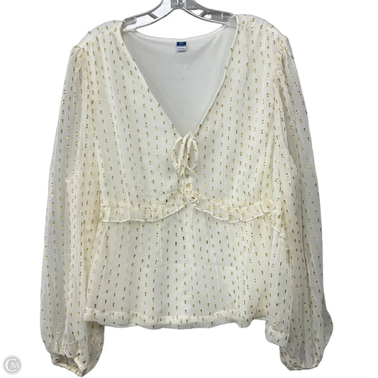 Top Long Sleeve By Old Navy In Cream, Size: Xxl