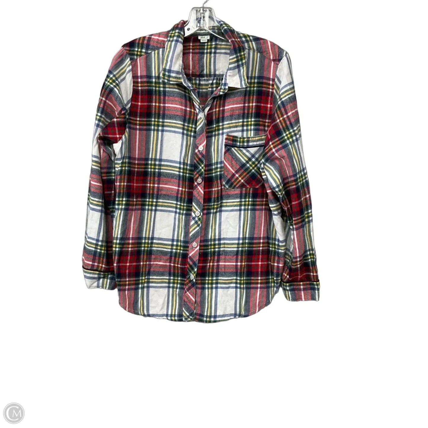Top Long Sleeve Basic By Aerie In Plaid Pattern, Size: L