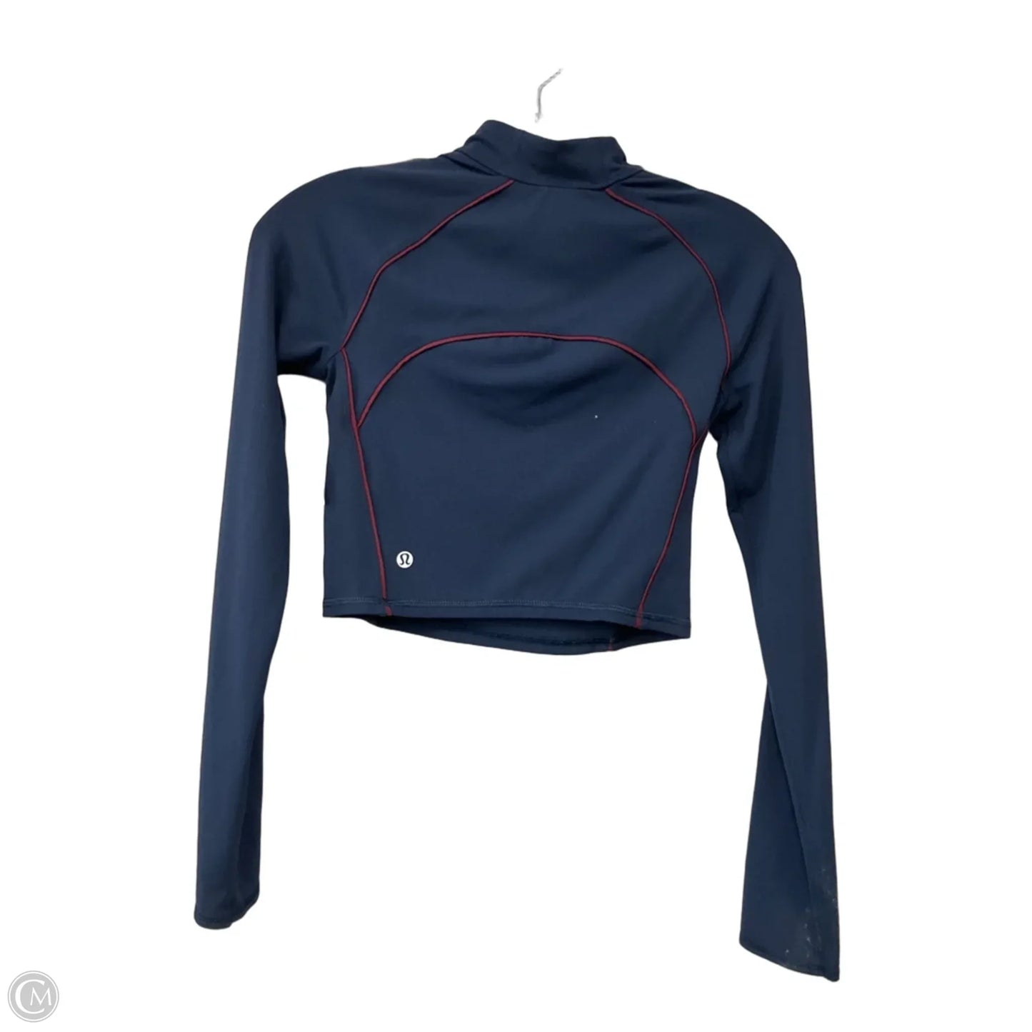 Athletic Top Long Sleeve Collar By Lululemon In Navy, Size: 4