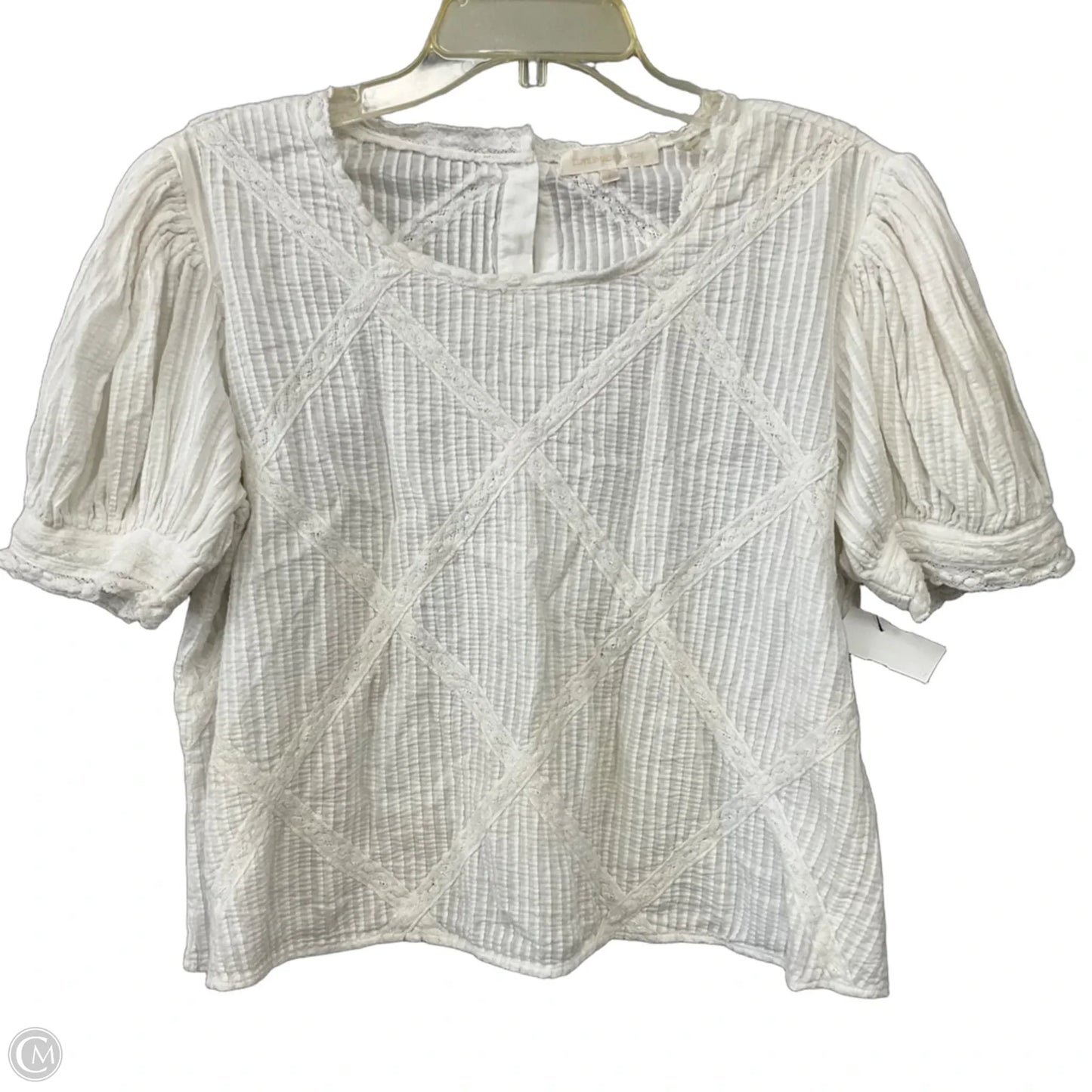 Top Short Sleeve By Loveshackfancy In White, Size: L