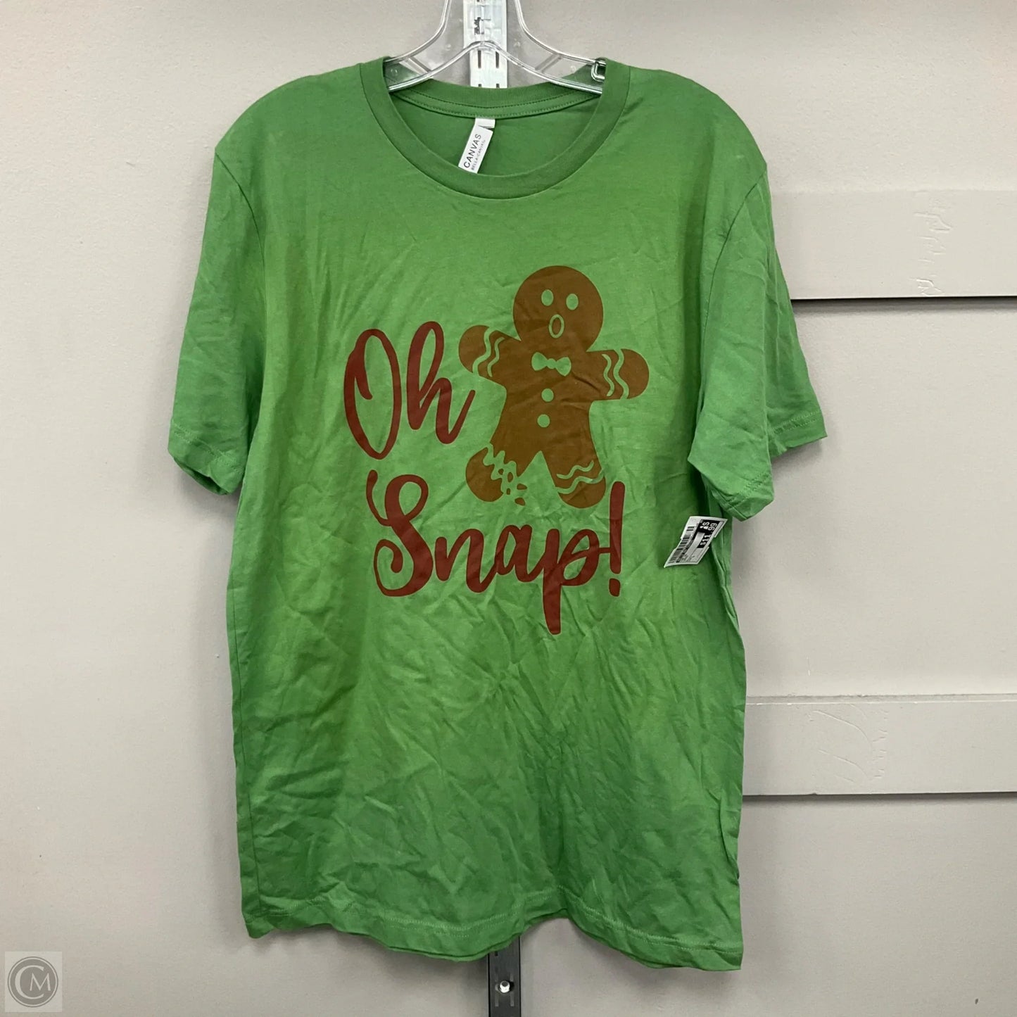 Top Short Sleeve By Bella And Canvas In Green, Size: L