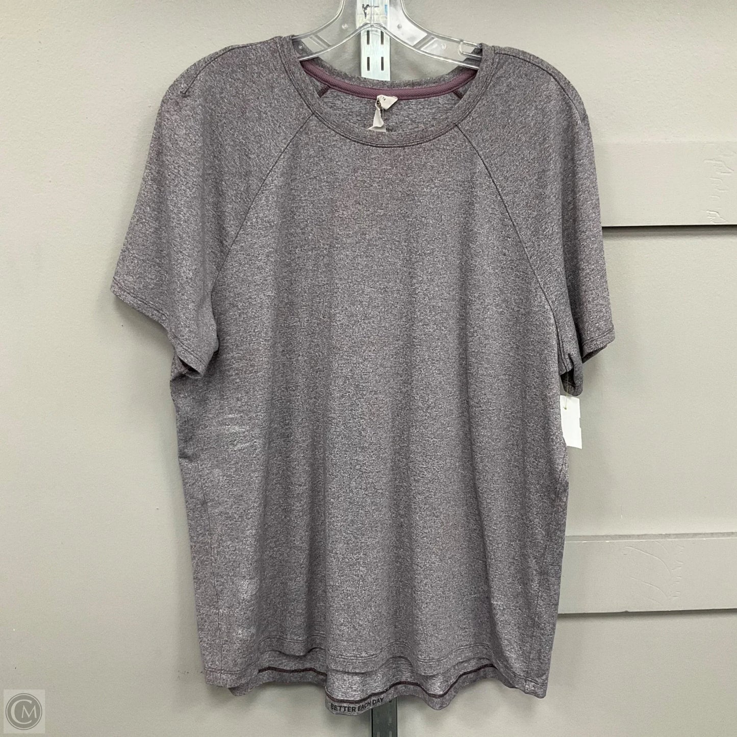 Athletic Top Short Sleeve By Lululemon In GreyPurple, Size: 14