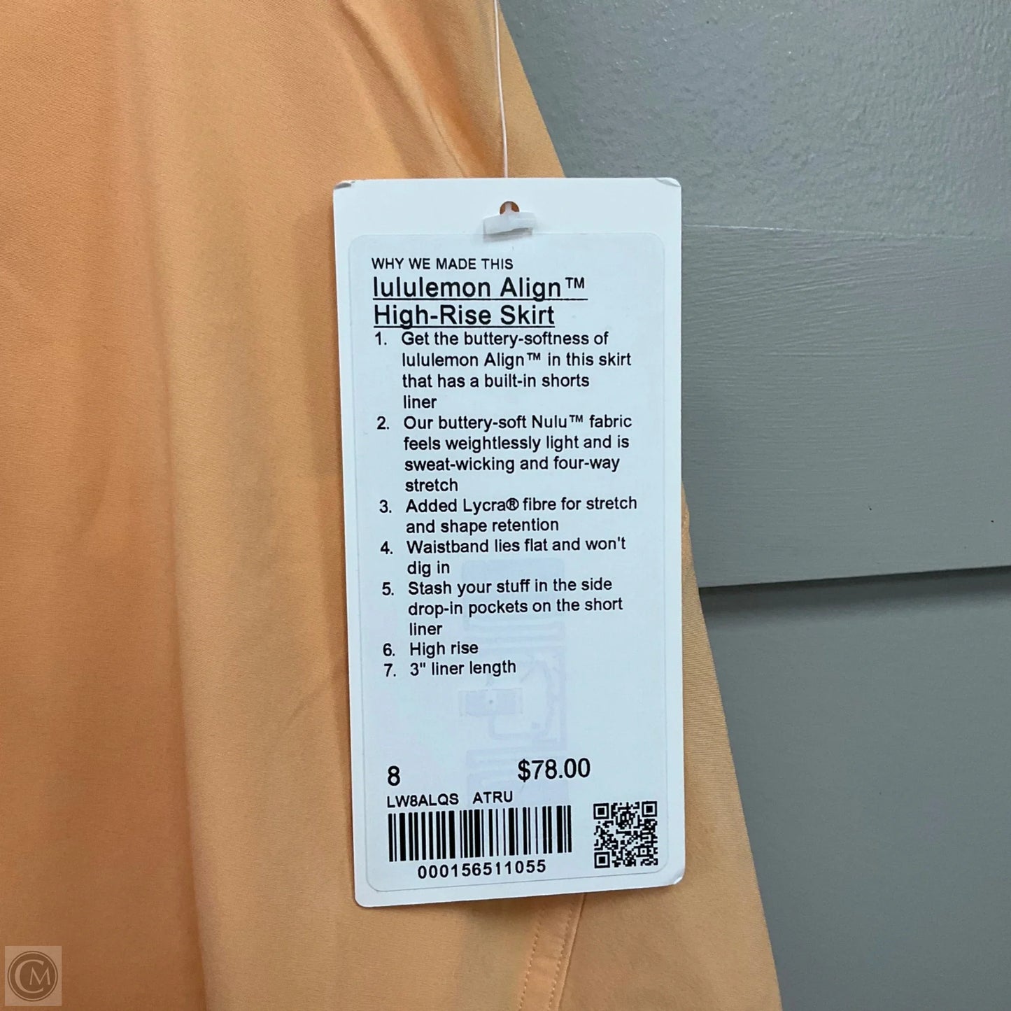 Athletic Skort By Lululemon In Orange, Size: 8