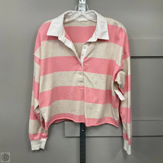 Top Long Sleeve By Aerie In Pink & Tan, Size: S