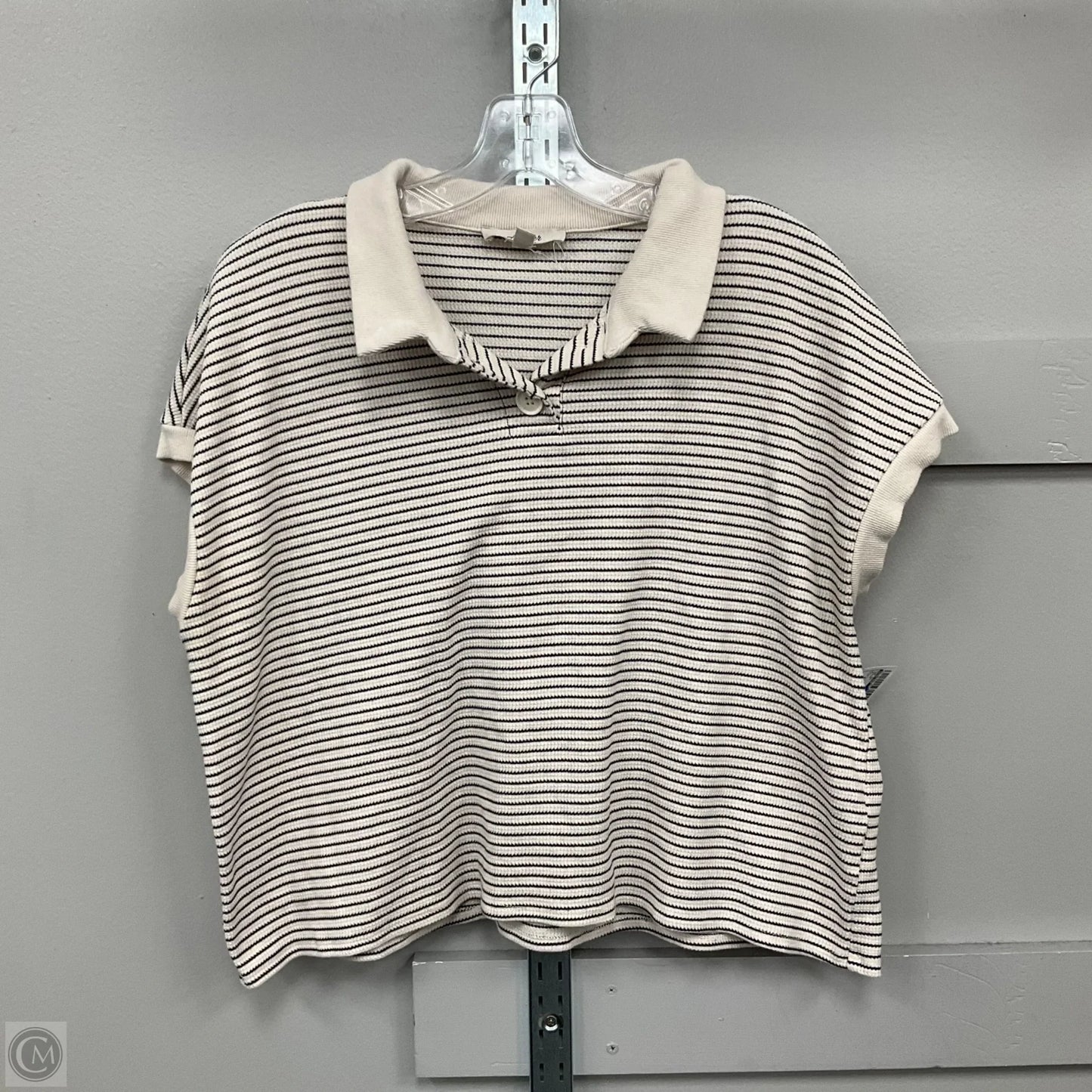 Top Short Sleeve By Atelier In Cream, Size: Xl