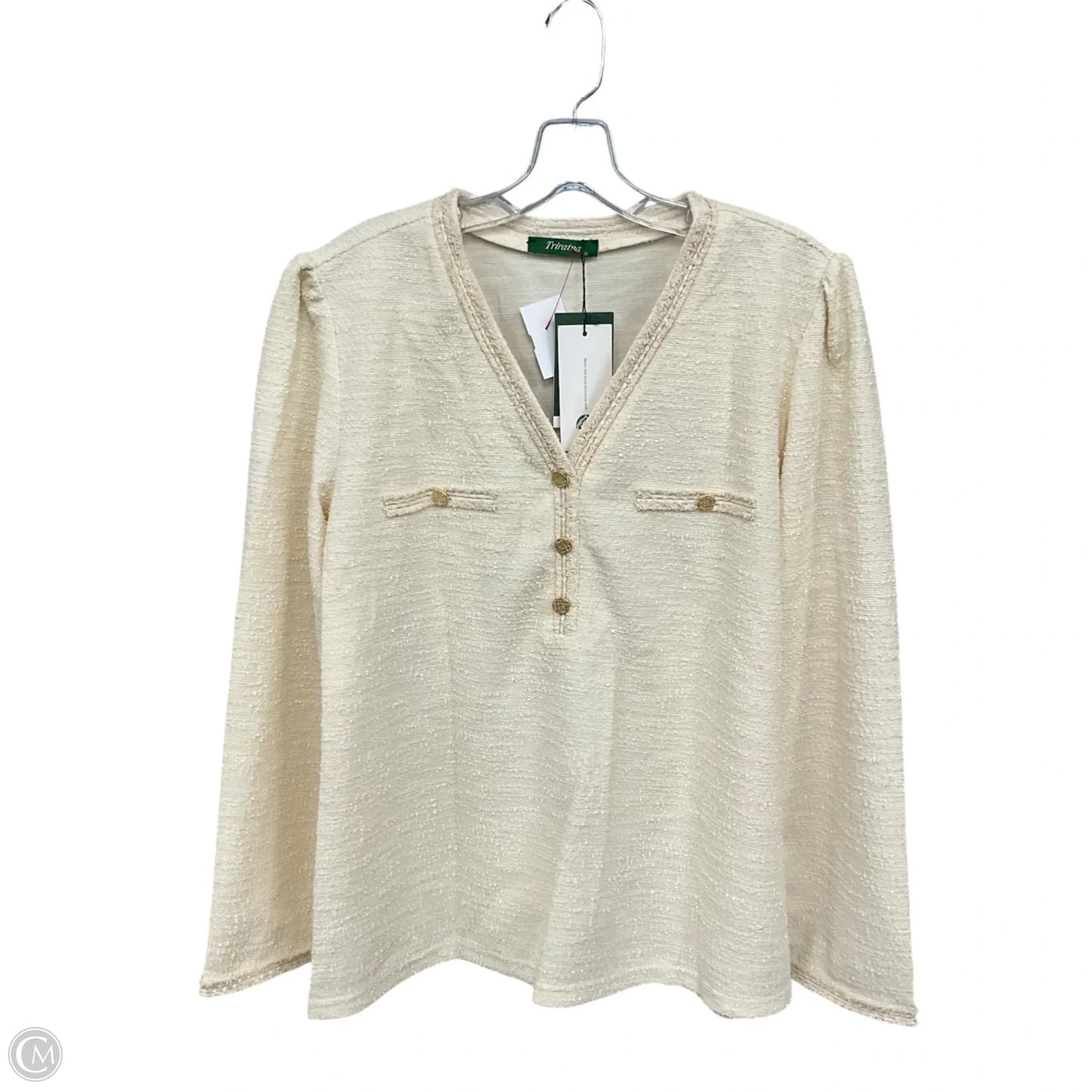 Top Long Sleeve By Clothes Mentor In Cream, Size: Xl
