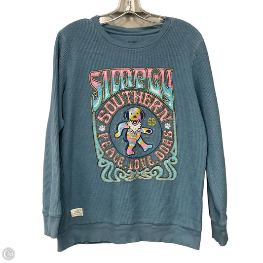 Top Long Sleeve By Simply Southern In Blue, Size: S