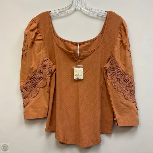 Top 3/4 Sleeve By Free People In Orange, Size: L