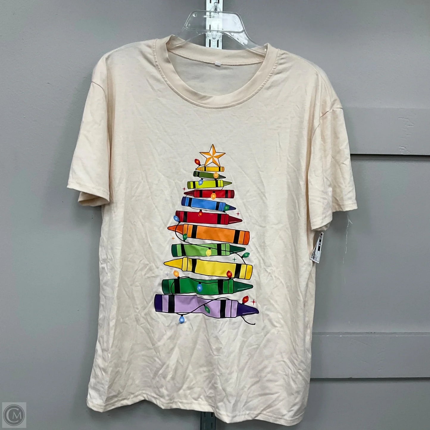 Top Short Sleeve By Clothes Mentor In Cream, Size: L