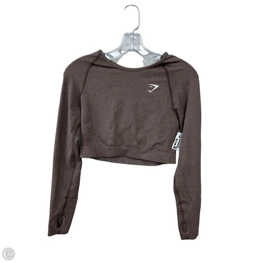 Athletic Top Long Sleeve Crewneck By Gym Shark In Brown, Size: L
