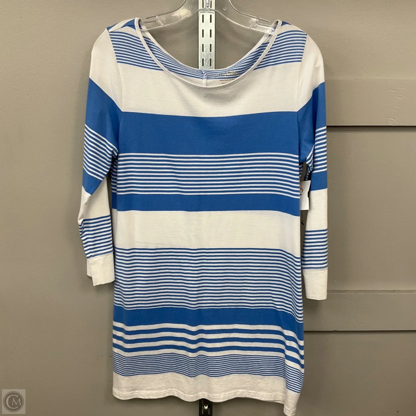 Top Long Sleeve By Lilly Pulitzer In Blue White, Size: M