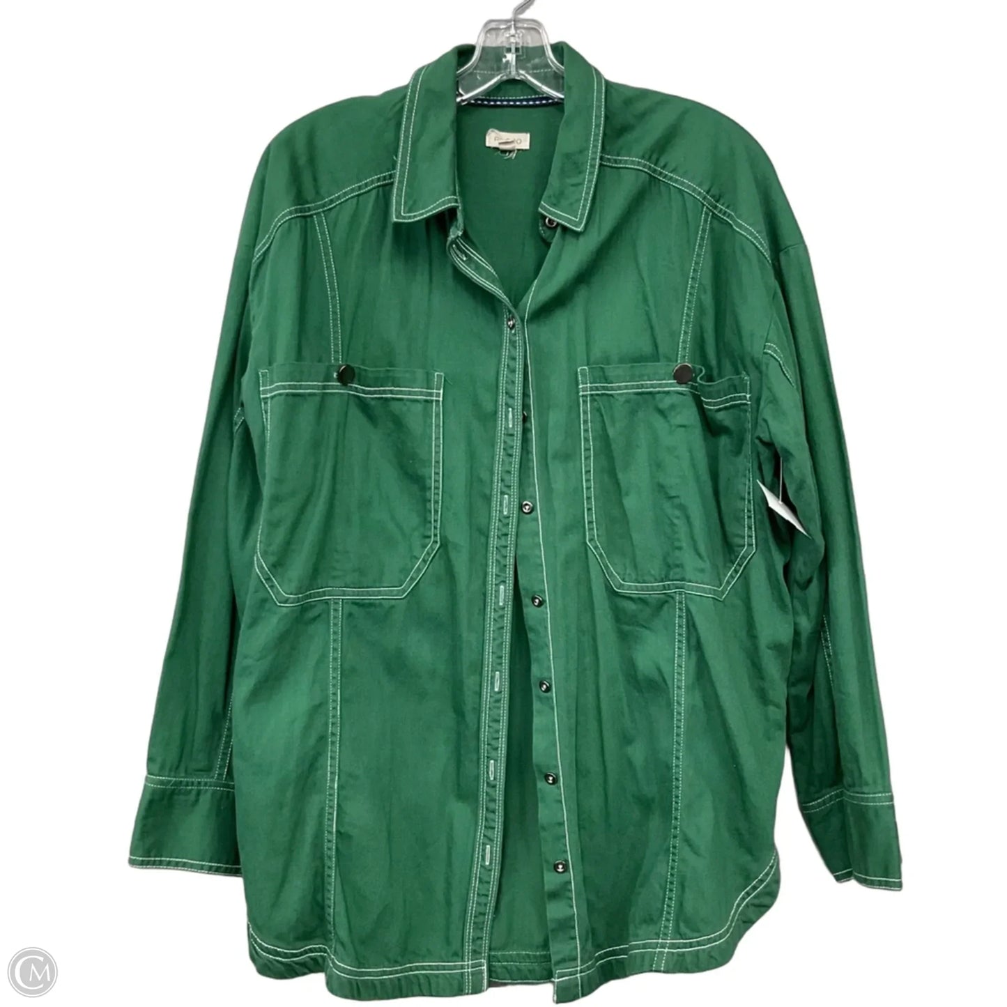 Jacket Shirt By Pilcro In Green, Size: L