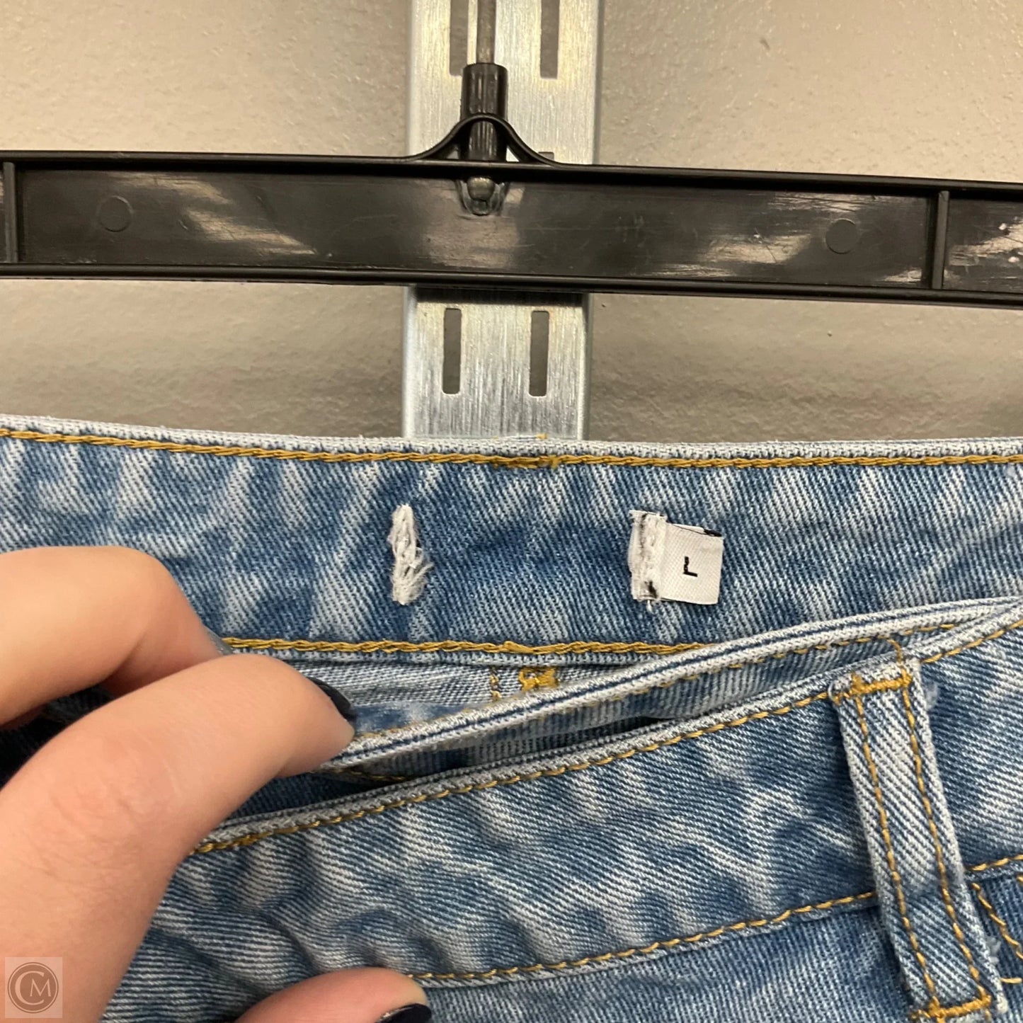 Skirt Mini & Short By Cmf In Blue Denim, Size: L