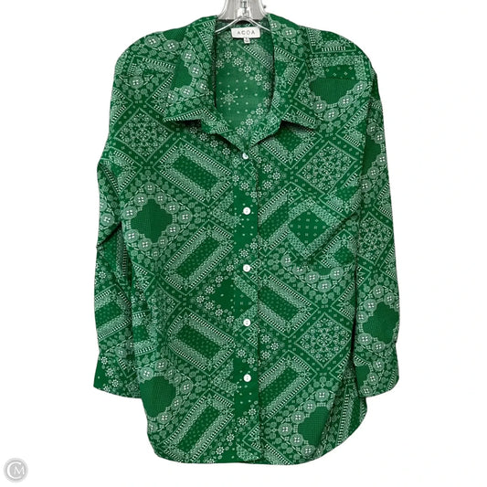 Top Long Sleeve By Acoa In Green, Size: S