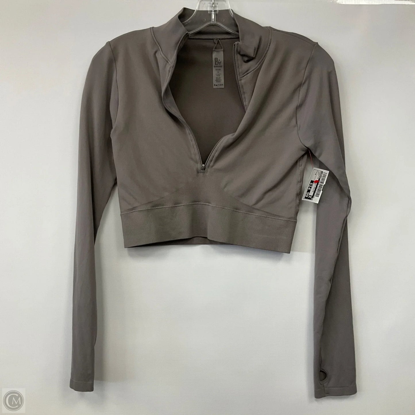 Athletic Top Long Sleeve Collar By Garage In Grey, Size: M