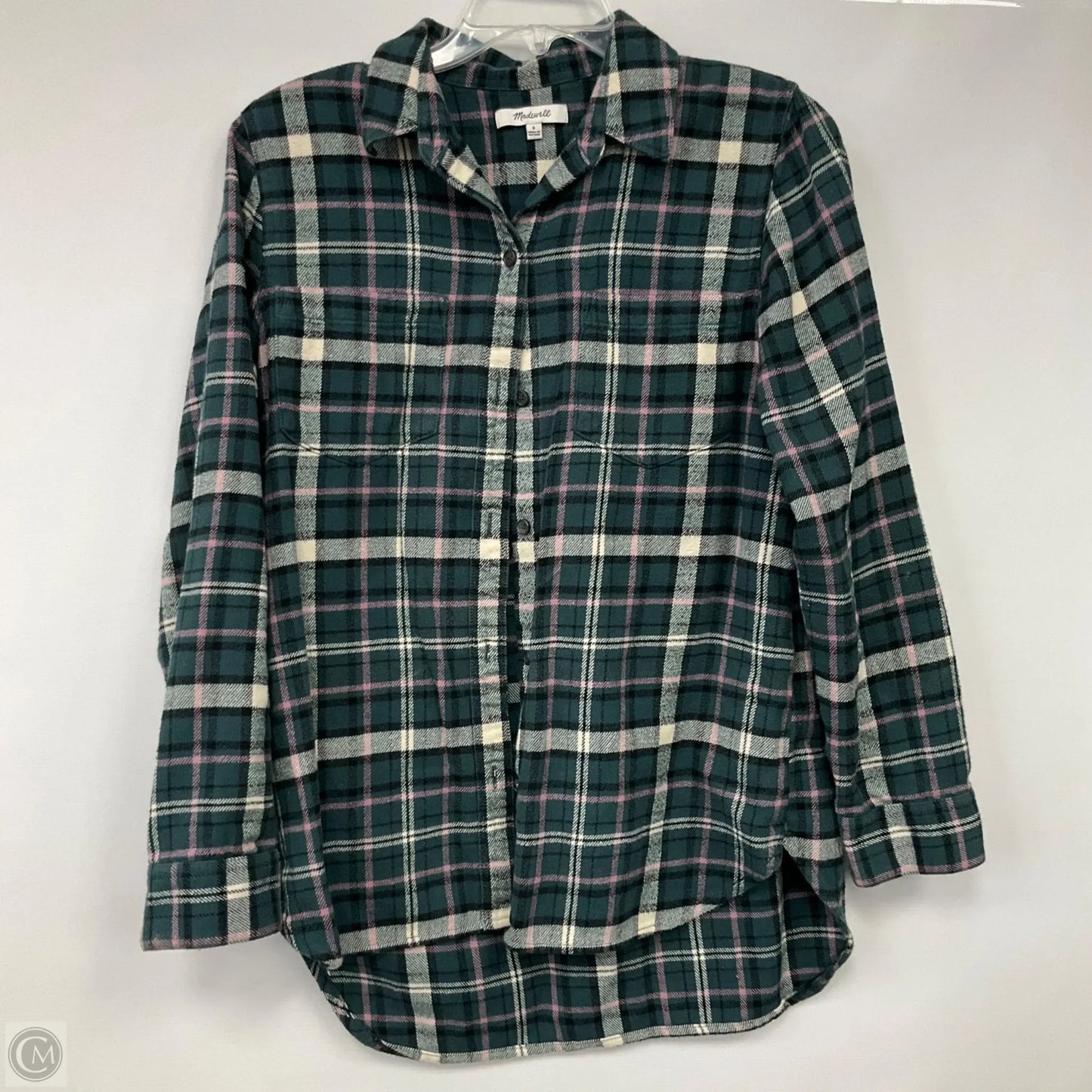 Top Long Sleeve By Madewell In Plaid Pattern, Size: S