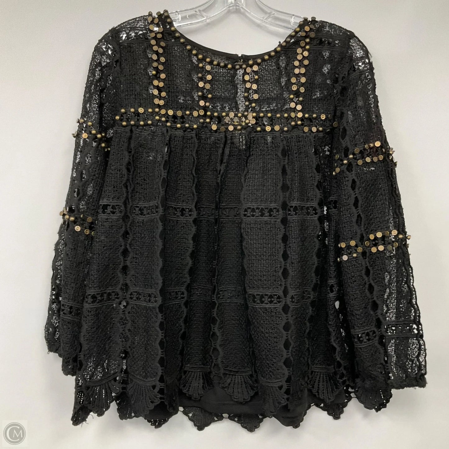 Top Long Sleeve By Maeve In Black & Gold, Size: M