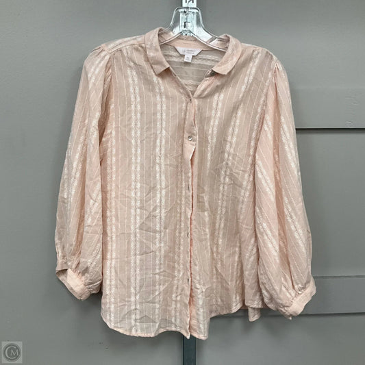Top Long Sleeve By LC Lauren Conrad In Peach, Size: Xl