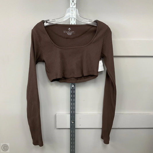 Top Long Sleeve By Adidas In Brown, Size: M