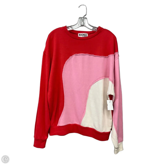 Sweatshirt Crewneck By Bucketlist In Pink & Red, Size: S