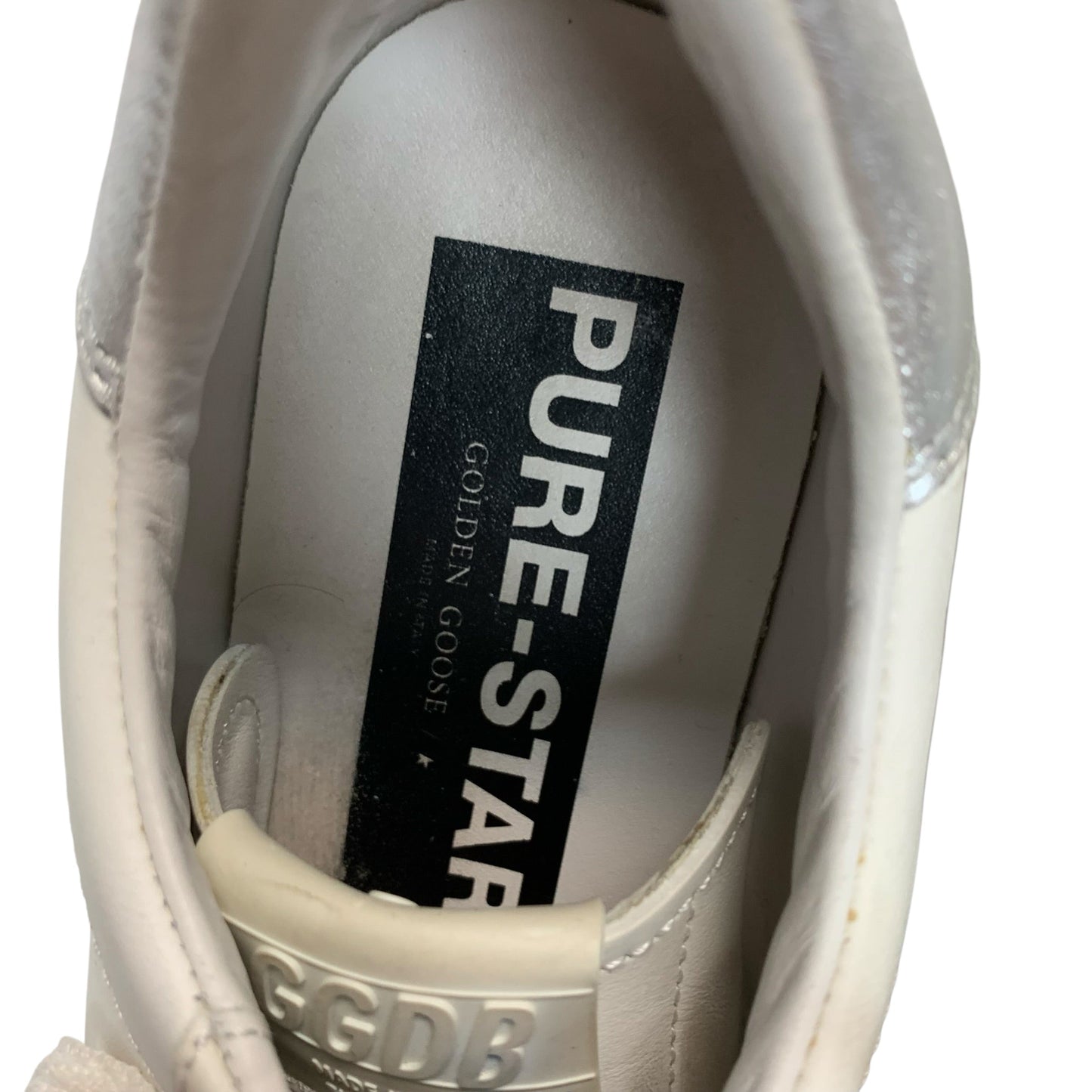 Shoes Luxury Designer By Golden Goose In Silver & White, Size: 9