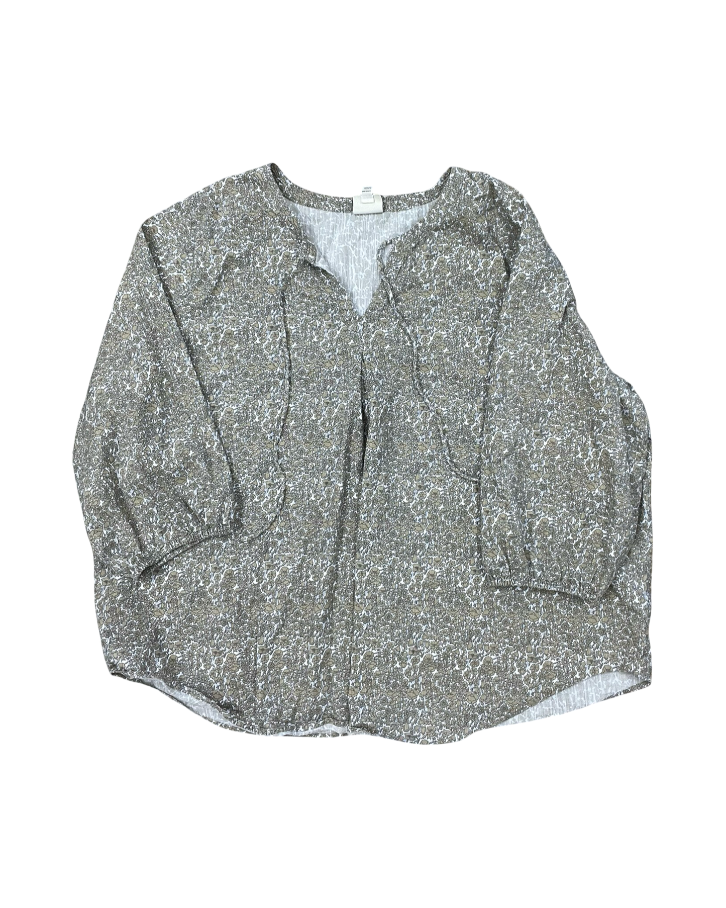 Top 3/4 Sleeve By St Johns Bay In Cream & Tan, Size:2X
