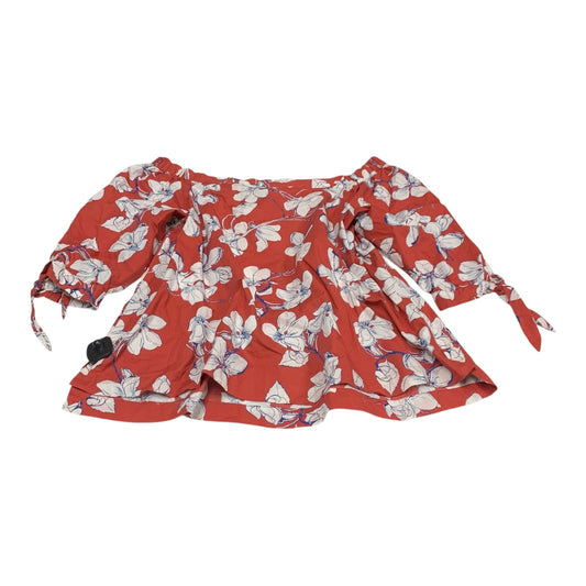 Top 3/4 Sleeve By Loft In Orange & White, Size:Xl