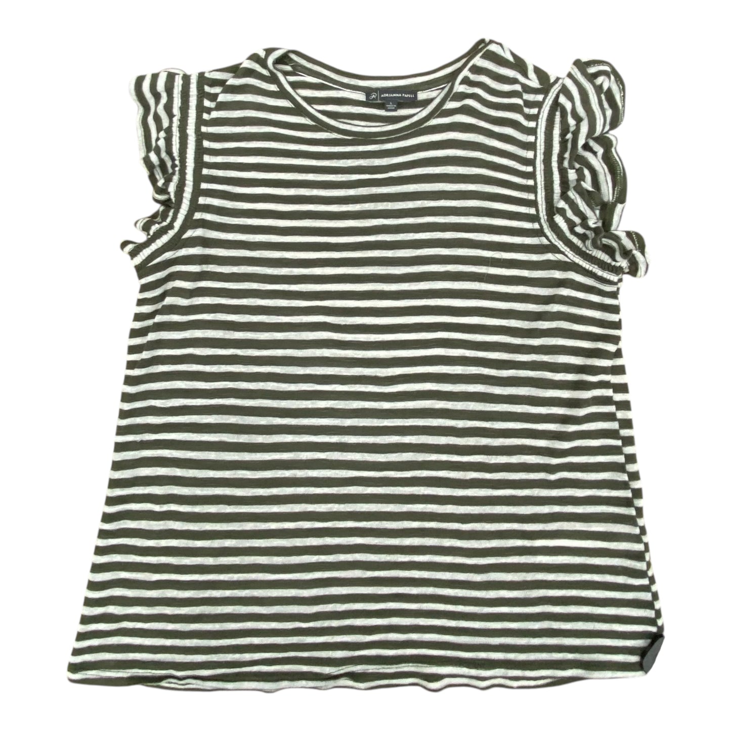 Top Sleeveless By Adrianna Papell In Green & White, Size:L