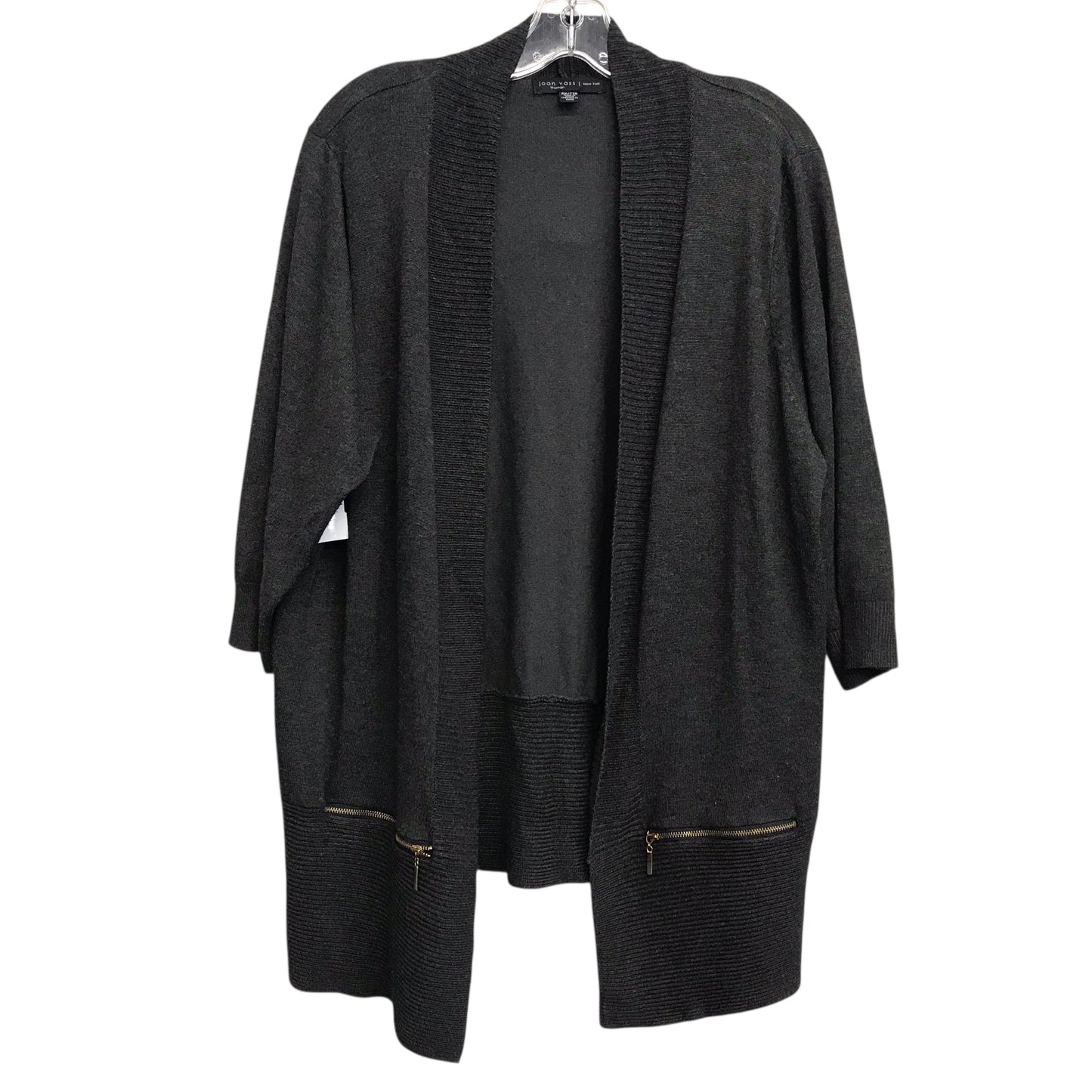 Sweater Cardigan By Joan Vass In Grey, Size:2X