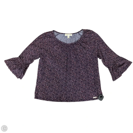 Top 3/4 Sleeve Designer By Michael Kors In Black & Pink, Size: L