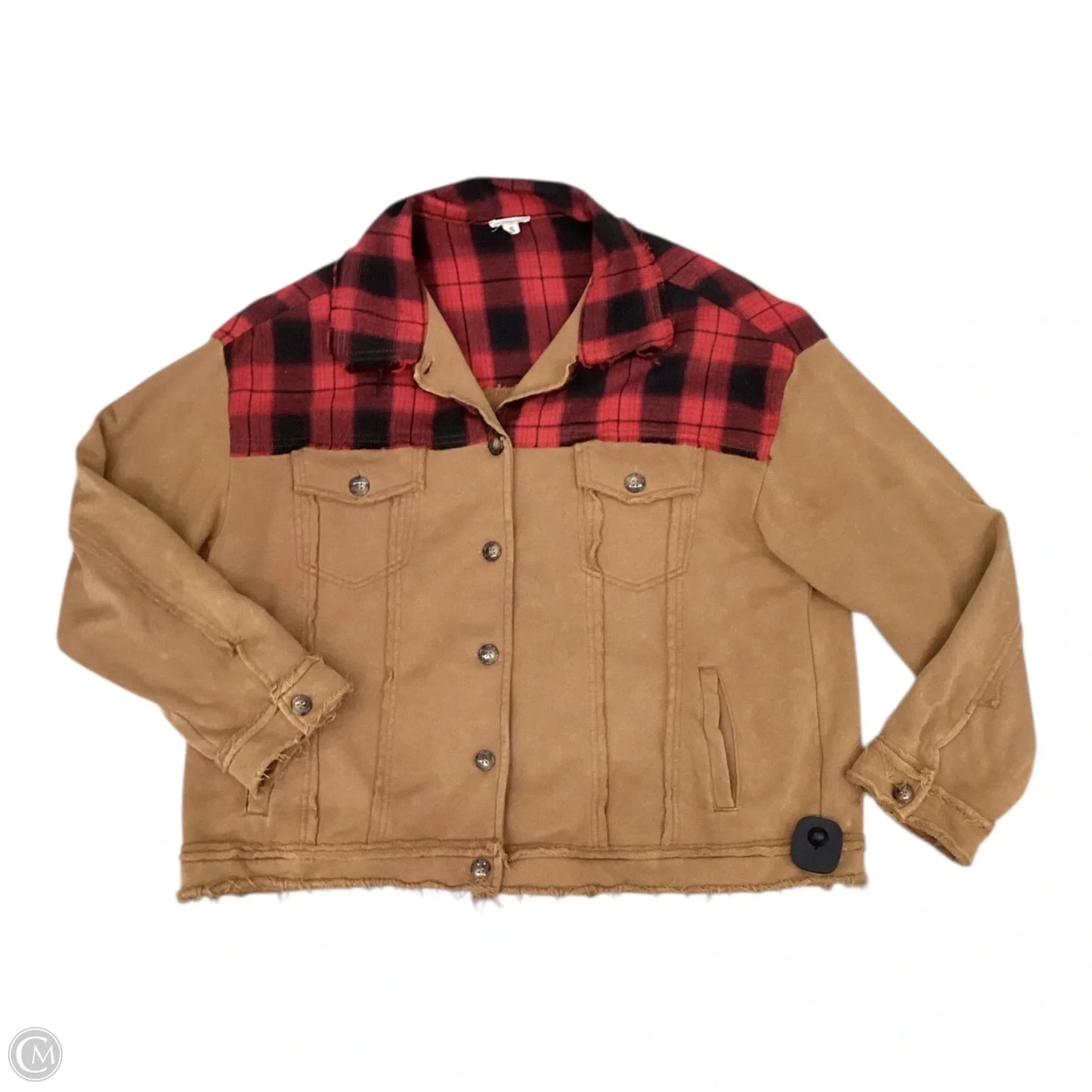 Jacket Shirt By Pol In Tan, Size: S