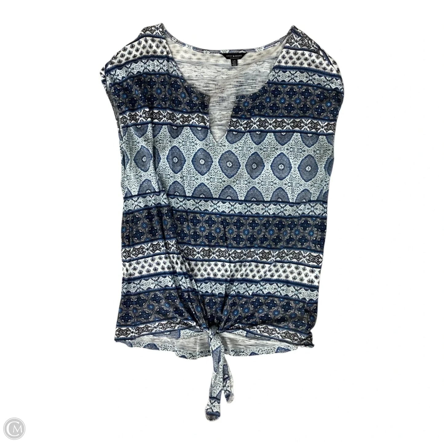 Top Sleeveless By Lucky Brand In Blue & Grey, Size: L
