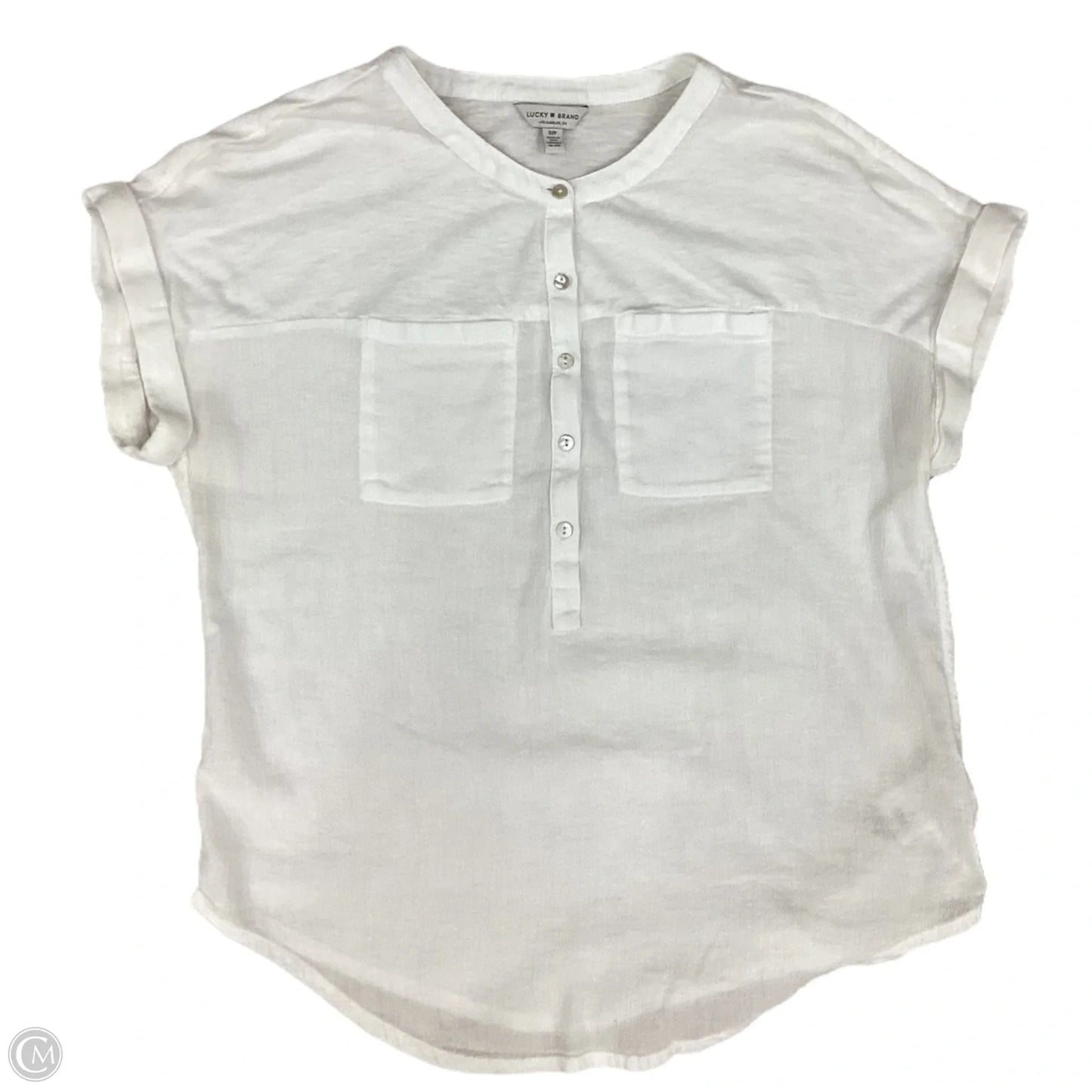 Top Short Sleeve By Lucky Brand In White, Size: S