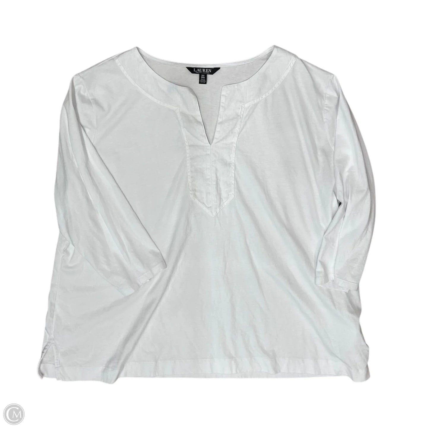 Blouse 3/4 Sleeve By Lauren By Ralph Lauren In White, Size: 3x