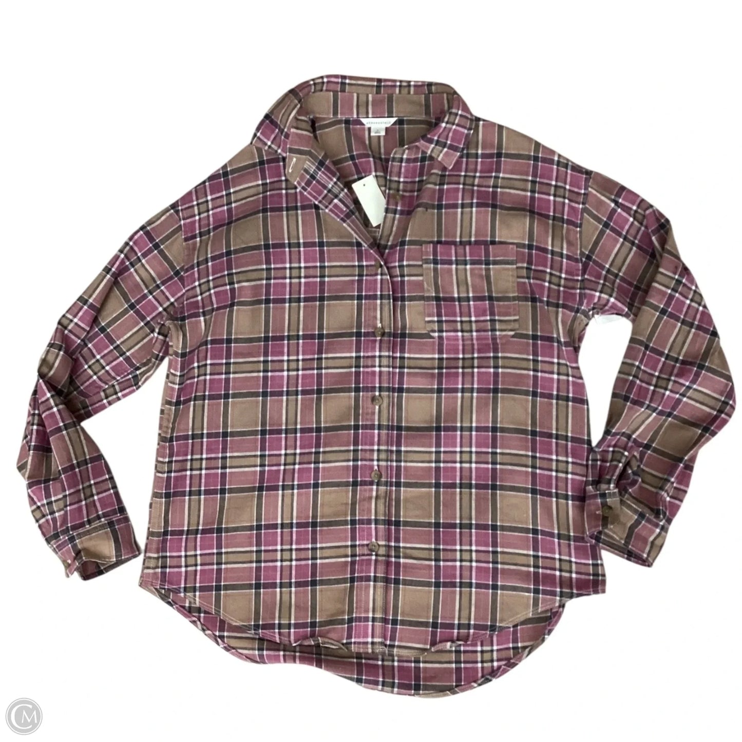 Blouse Long Sleeve By Aeropostale In Plaid Pattern, Size: S