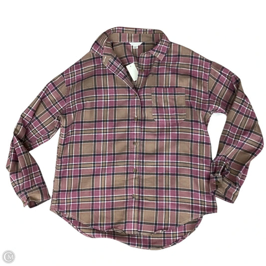 Blouse Long Sleeve By Aeropostale In Plaid Pattern, Size: S