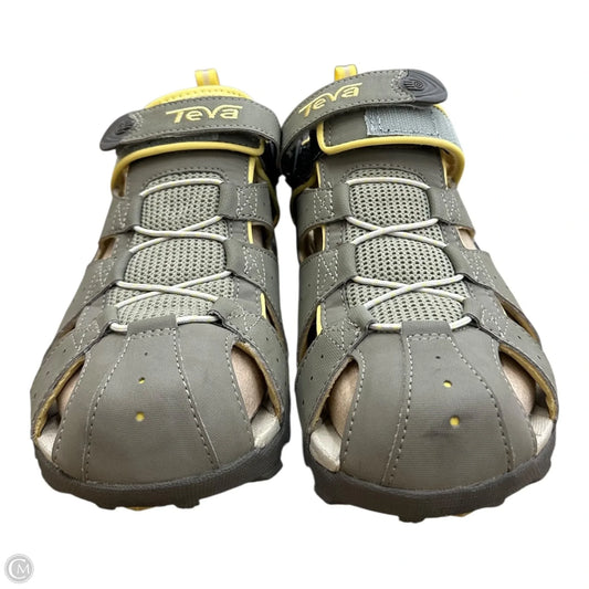 Sandals Flats By Teva In Green & Yellow, Size: 10