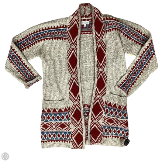 Sweater Cardigan By Lucky Brand In Red & Tan, Size: Sp