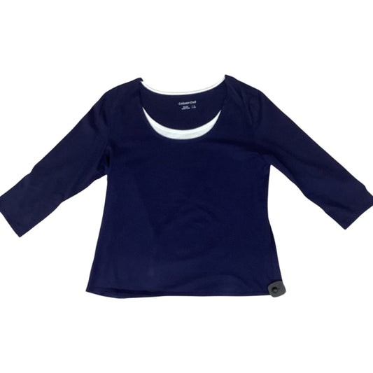 Top Long Sleeve By Coldwater Creek In Blue & White, Size: L