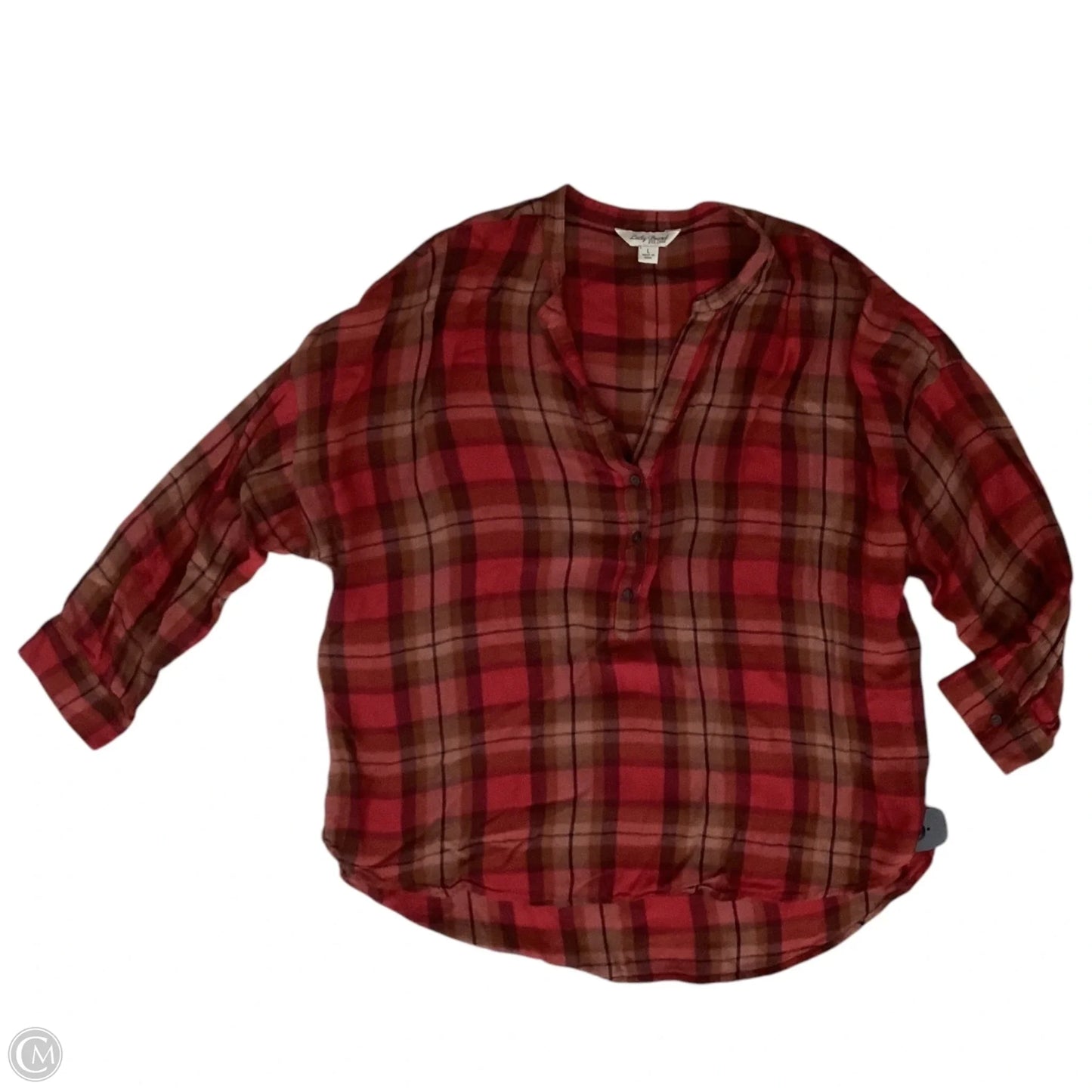 Top Long Sleeve By Lucky Brand In Brown & Red, Size: L