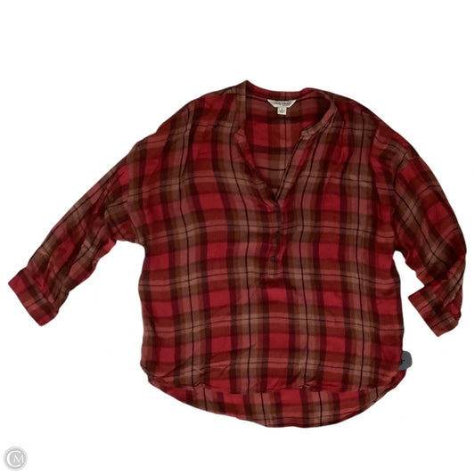 Top Long Sleeve By Lucky Brand In Brown & Red, Size: L