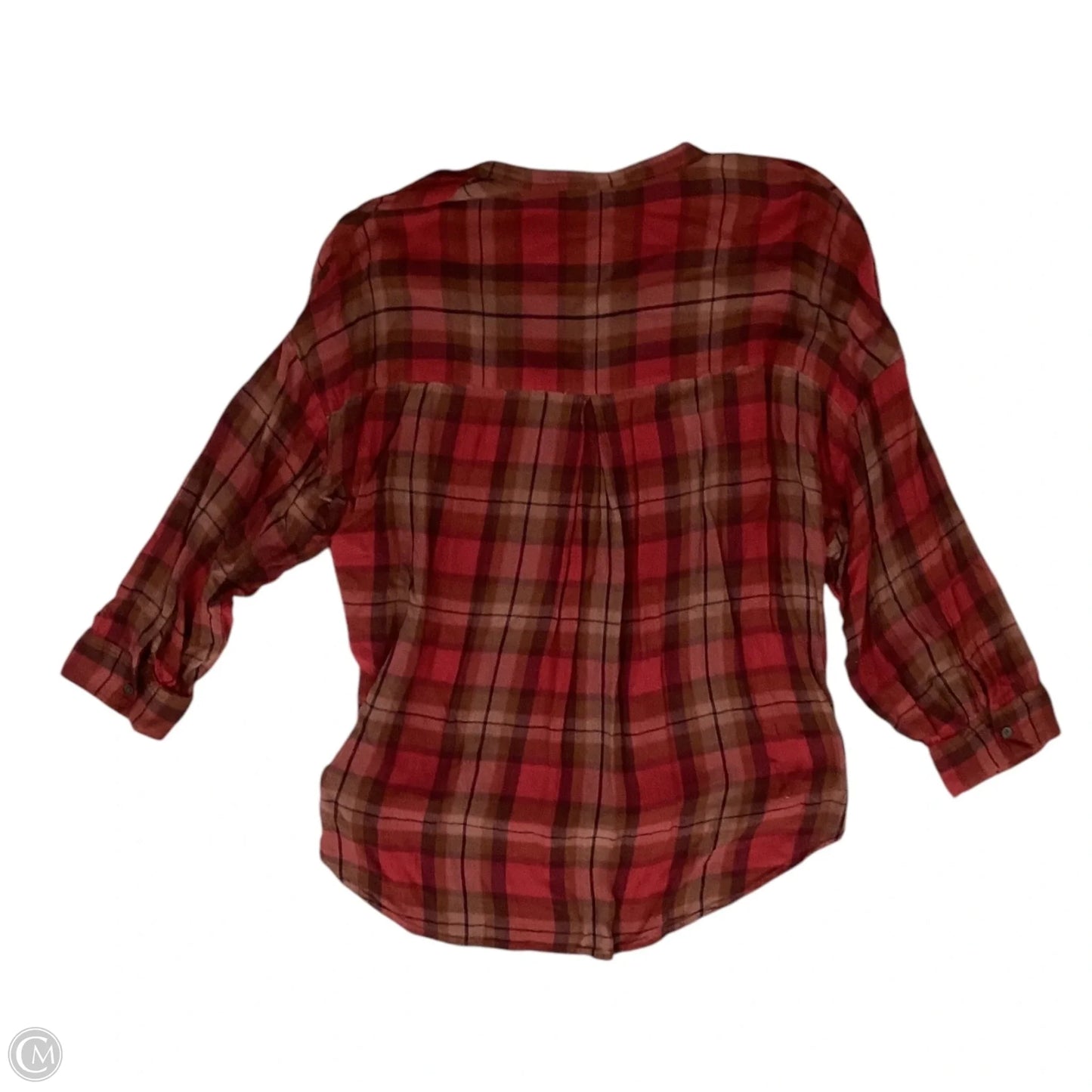 Top Long Sleeve By Lucky Brand In Brown & Red, Size: L